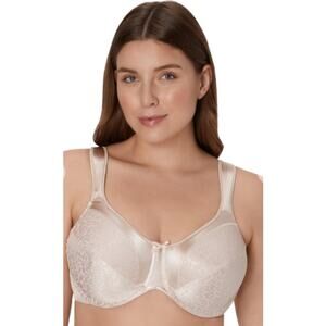 Bali 42DD Beige Satin Tracings #3562 Underwire Comfort Strap Minimizer Bra